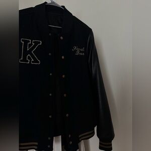 Black Varsity Jacket with Embroidered Letter